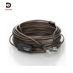 DFX 10m Active USB 2.0 Repeater Cable, Premium Tinned Copper Type A to B High Speed Printer Cord for Scanner CNC Machine