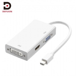 DFX Mini DP to DVI VGA HDTV 3 in 1 Adapter Cable for MacBook Surface iPad Pro iMac PC Laptop Monitor Projector TV Display