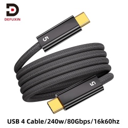 DFX Anti Tangle Magnetic USB4 Cable 1M 80Gbps Coaxial Wire TB5 Compatible with E-Marker for Apple MacBook Pro iPad Laptop