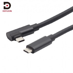 DFX Right Angle USB 3.1 Type C to C Cable 1M 60W 3A with Aluminum Case Fast Charging Cord for Gaming Phone Tablet