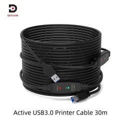 DFX USB 3.0 Printer Cable 20m, Active Extender Cord Black Type A to B Male Line with 2 Boosters for Industrial Scanner
